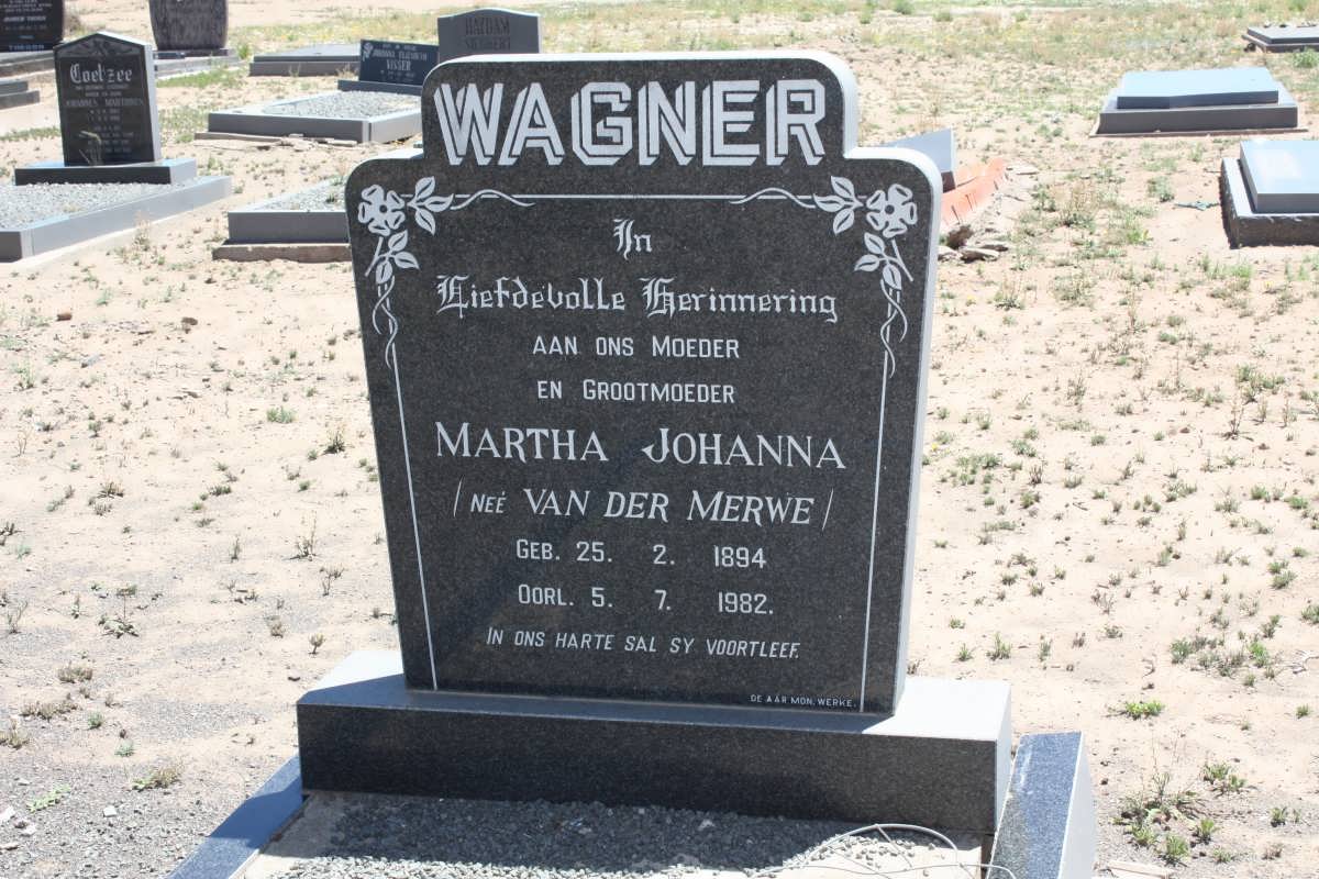 WAGNER Martha Johanna nee VAN DER MERWE 1894-1982