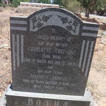 BOTHA Johannes Arnoldus 1883-1965 &amp; Charlotte Christina REED 1883-1965