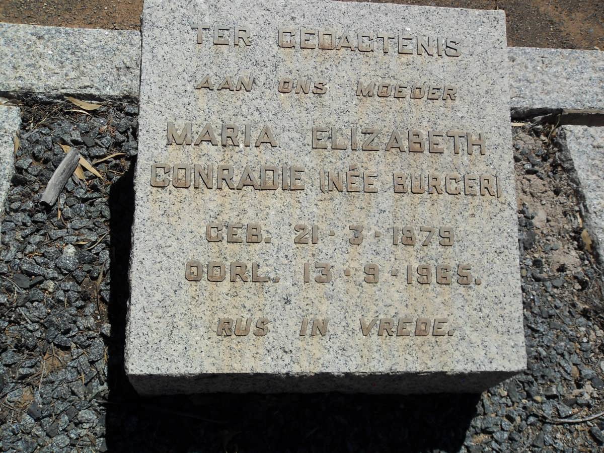 CONRADIE Maria Elizabeth nee BURGER 1879-1965