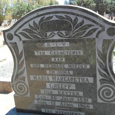 GREEFF Maria Margaretha nee KEYTER 1891-1966