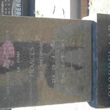 GROBBELAAR Frances nee PRETORIUS 1889-1963