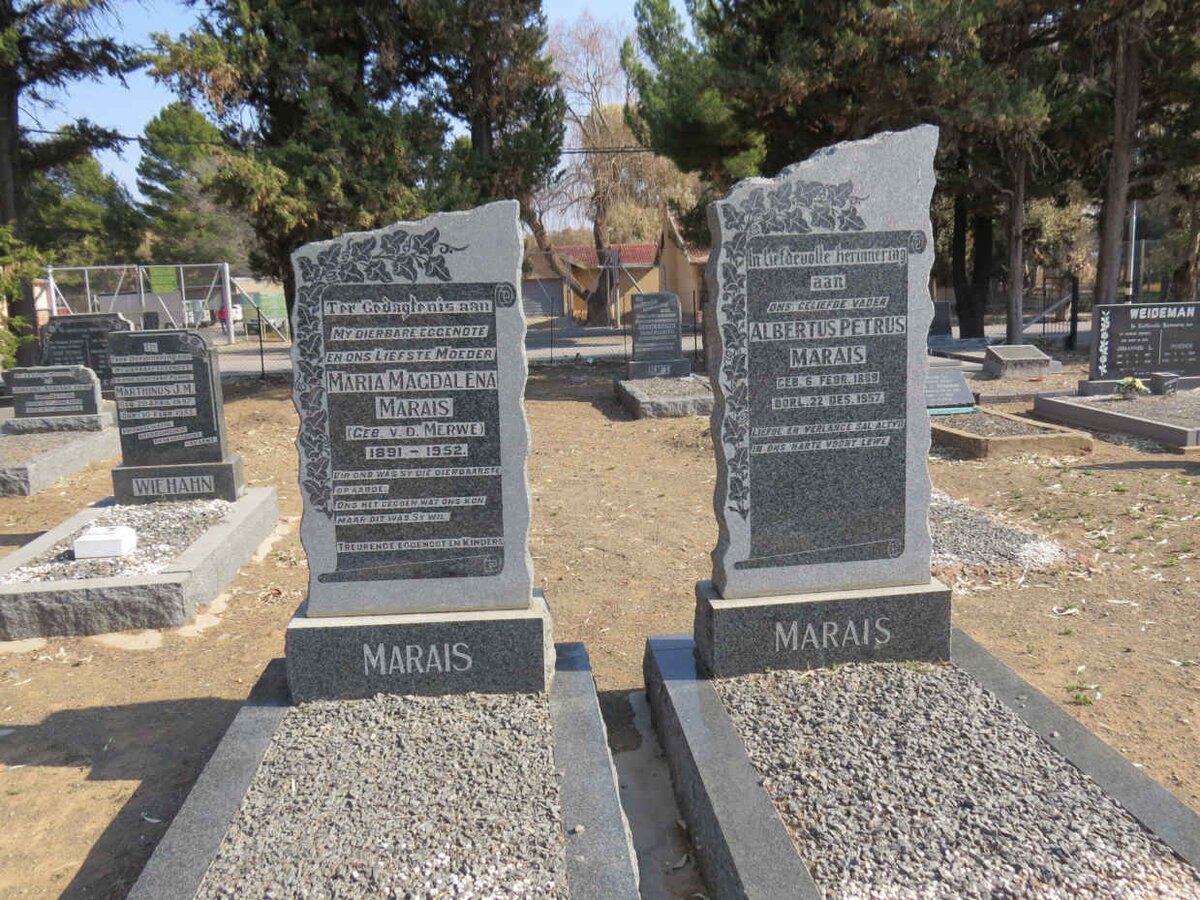 MARAIS Albertus Petrus 1889-1957 &amp; Maria Magdalena V.D. MERWE 1891-1952
