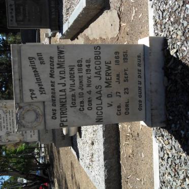 MERWE Nicolaas Jacobus, v.d. 1869-1951 &amp; Petronella J. VILJOEN 1869-1948