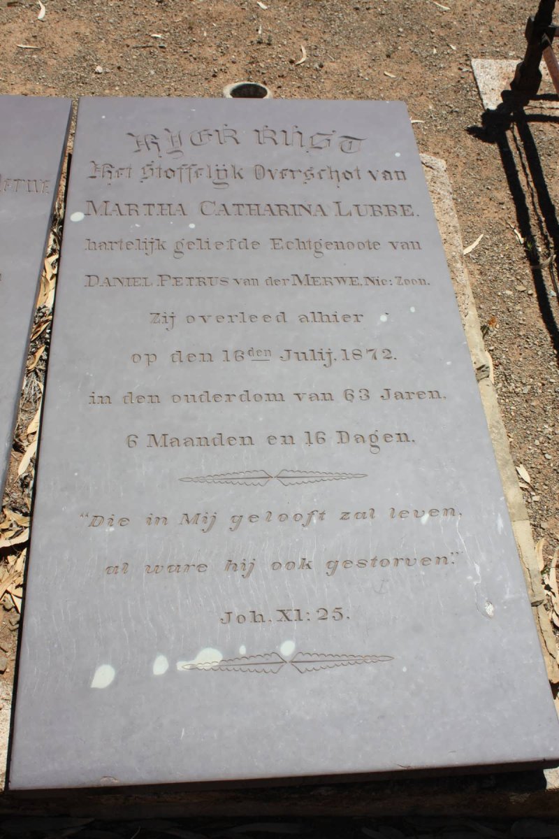 MERWE Martha Catharina, van der nee LUBBE -1872