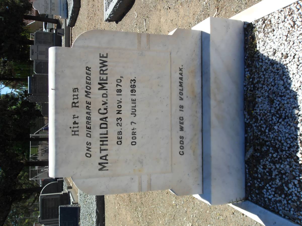 MERWE Mathilda G., v.d. 1870-1963