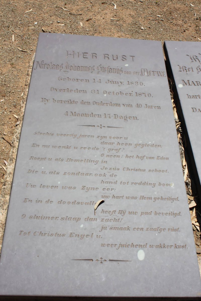 MERWE Nicolaas Johannes Stefanus, van der 1830-1870