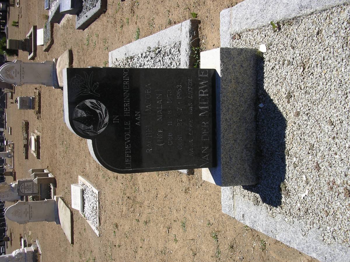 MERWE Rachel Jacoba, van der nee MALAN 1873-1963