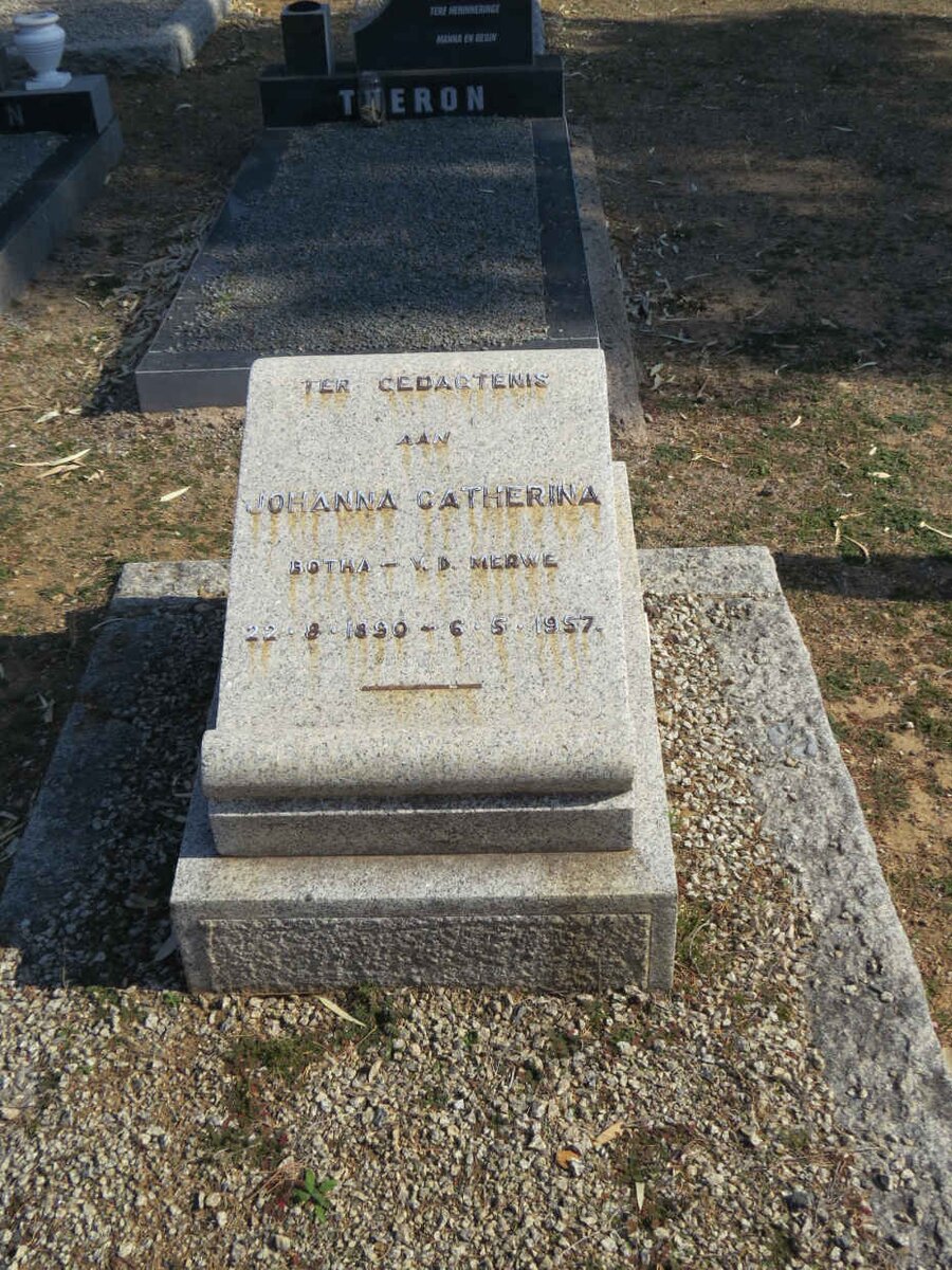 MERWE Johanna Catherina, v.d. BOTHA 1890-1957