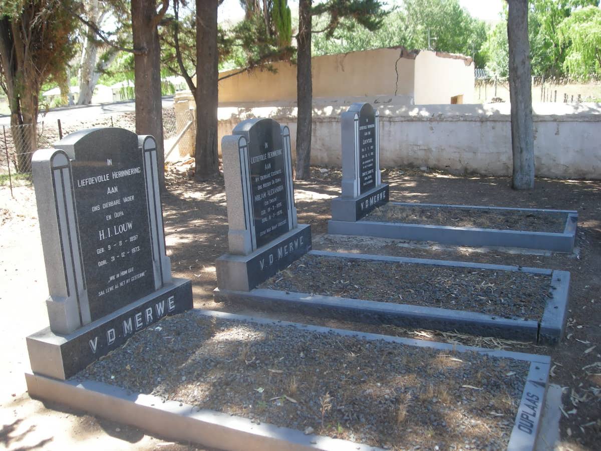 MERWE H.I. Louw, v.d. 1897-1973 &amp; Mirjam Alexandria ENSLIN 1898-1970 :: VAN DER MERWE Louwtjie 1953-1980