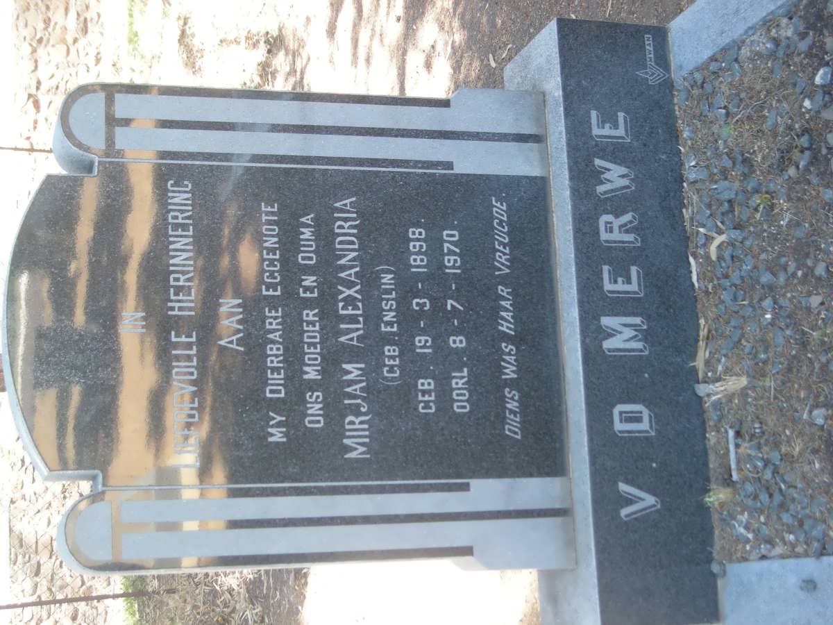 MERWE Mirjam Alexandria, v.d. nee ENSLIN 1898-1970
