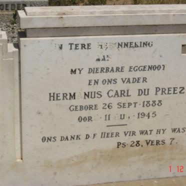 PREEZ Hermanus Carl, du 1888-1945