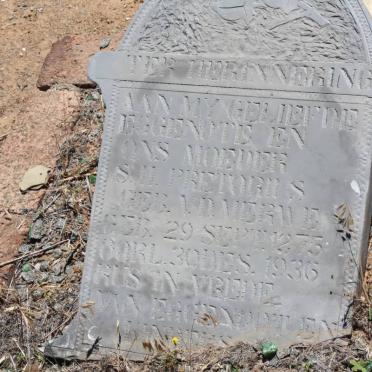 PRETORIUS S.H. nee V.D. MERWE 1875-1936