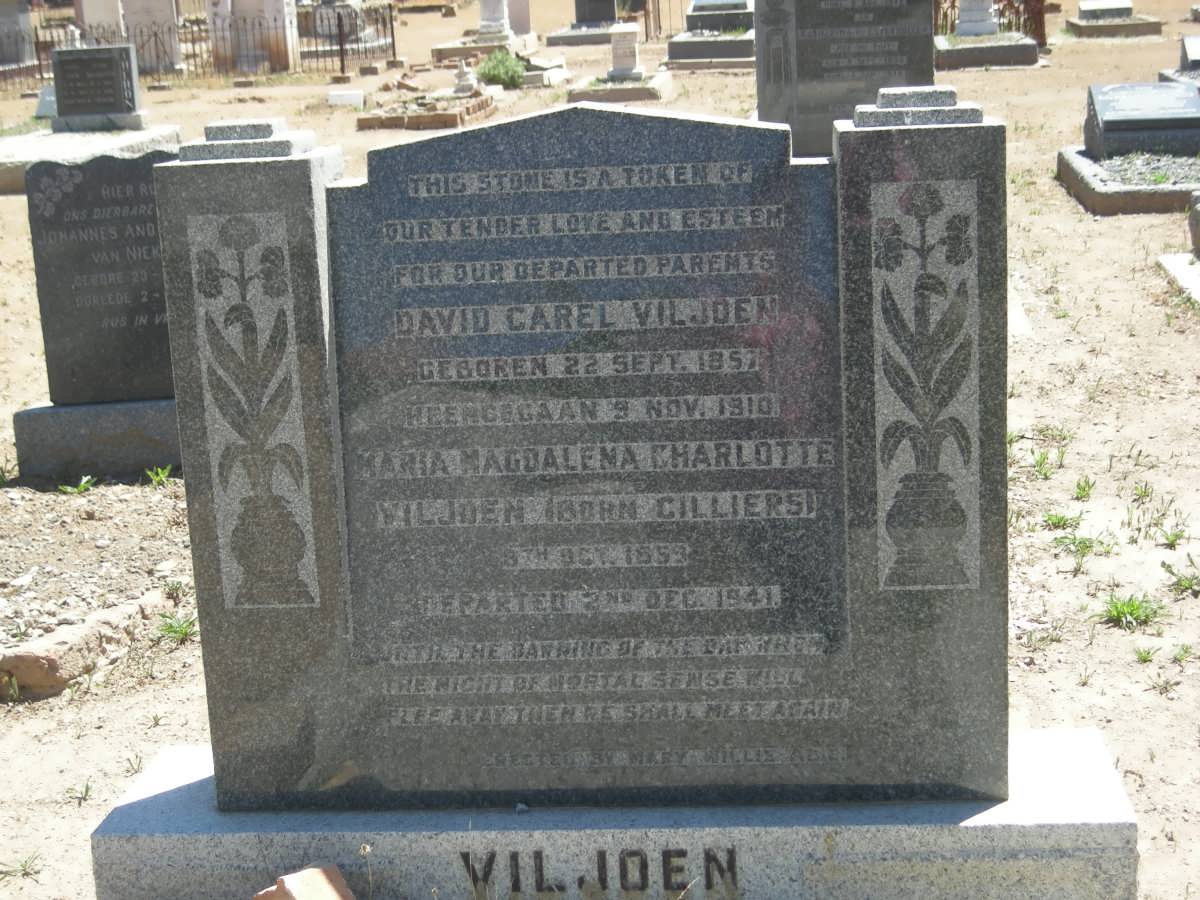 VILJOEN David Carel 1857-1910 &amp; Maria Magdalena Charlotte CILLIERS 1859-1941
