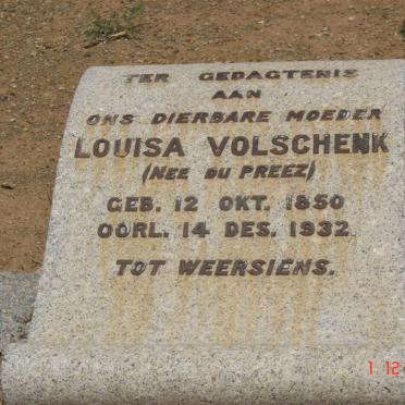 VOLSCHENK Louisa nee DU PREEZ 1850-1932