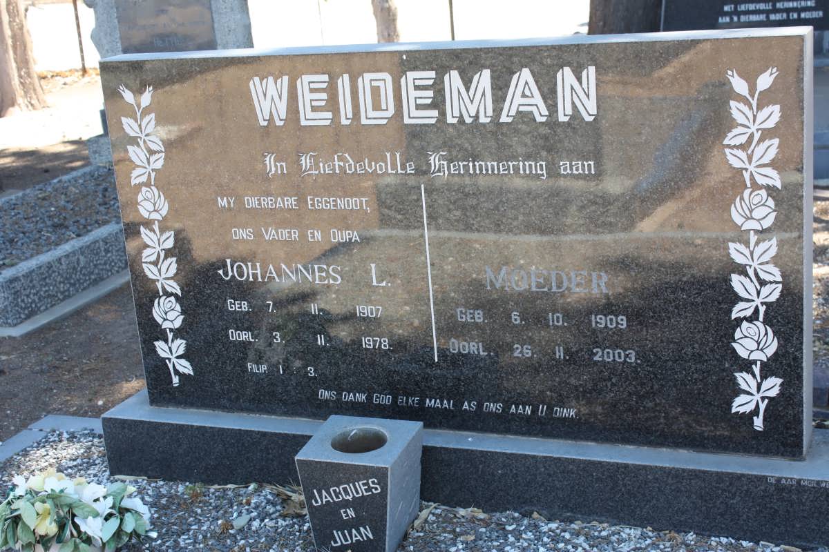 WEIDEMAN Johannes L. 1907-1978 &amp; ? 1909-2003