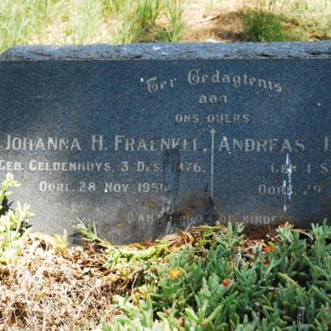 FRAENKEL Andreas J. 1869-1948 &amp; Johanna H. GELDENHUYS 1876-195?