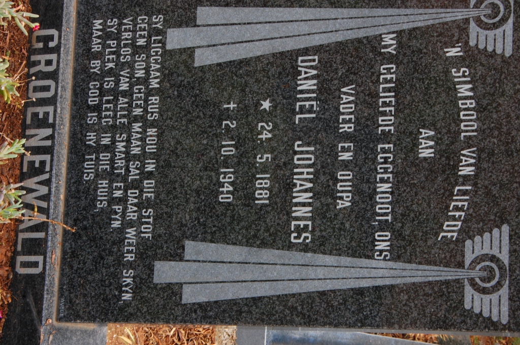 GROENEWALD Daniel Johannes 1881-1940