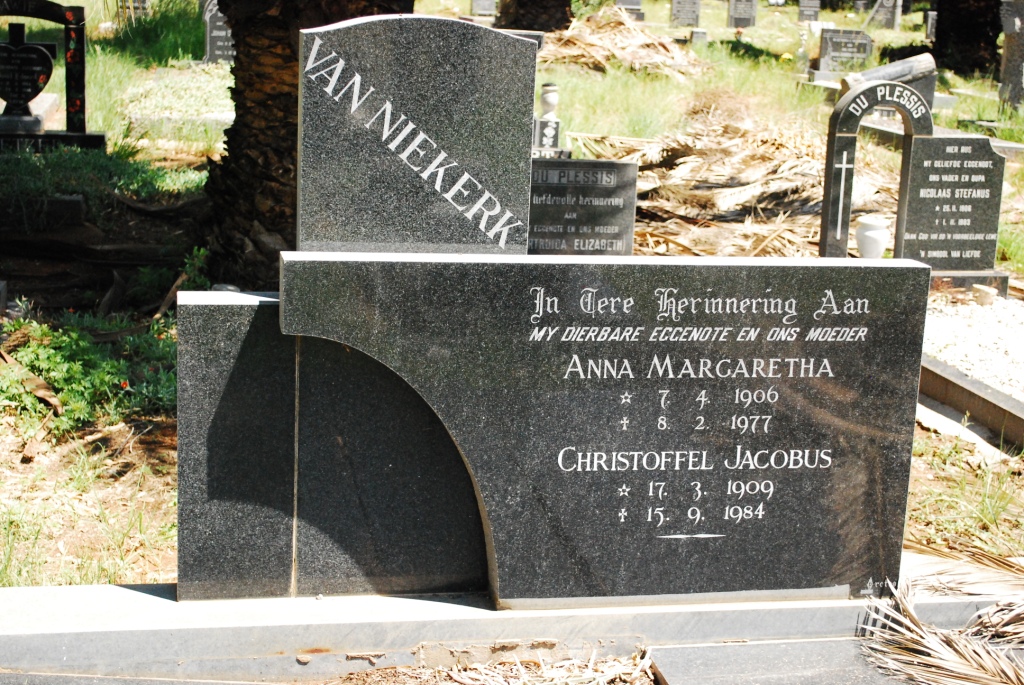 NIEKERK Christoffel Jacobus, van 1909-1984 &amp; Anna Margaretha 1906-1977