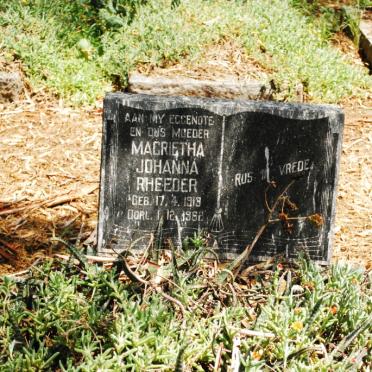 RHEEDER Magrietha Johanna 1919-1962