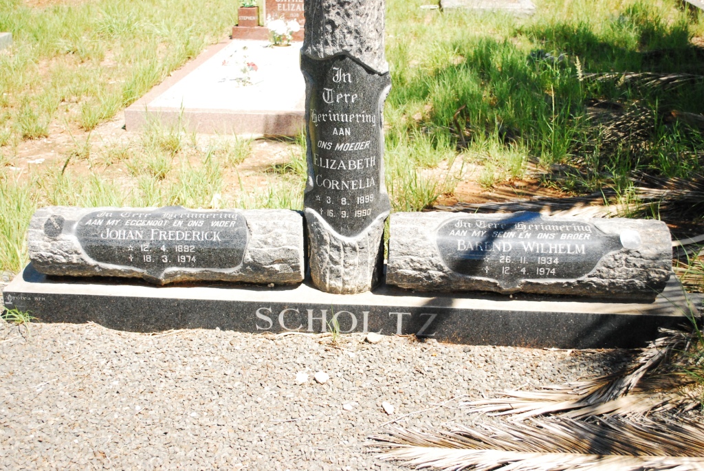 SCHOLTZ  Johan Frederick 1882-1974 &amp; Elizabeth Cornelia 1899-1990 :: SCHOLTZ Barend Wilhelm 1934-1974