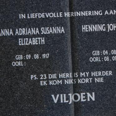 VILJOEN Henning Johannes 1918-2004 &amp; Anna Adriana Susanna Elizabeth 1917-
