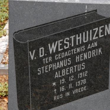 WESTHUIZEN Stephanus Hendrik Albertus, v.d. 1912-1978