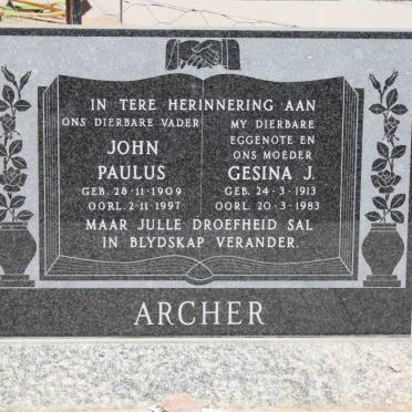 ARCHER John Paulus 1909-1997 &amp; Gesina J. 1913-1983