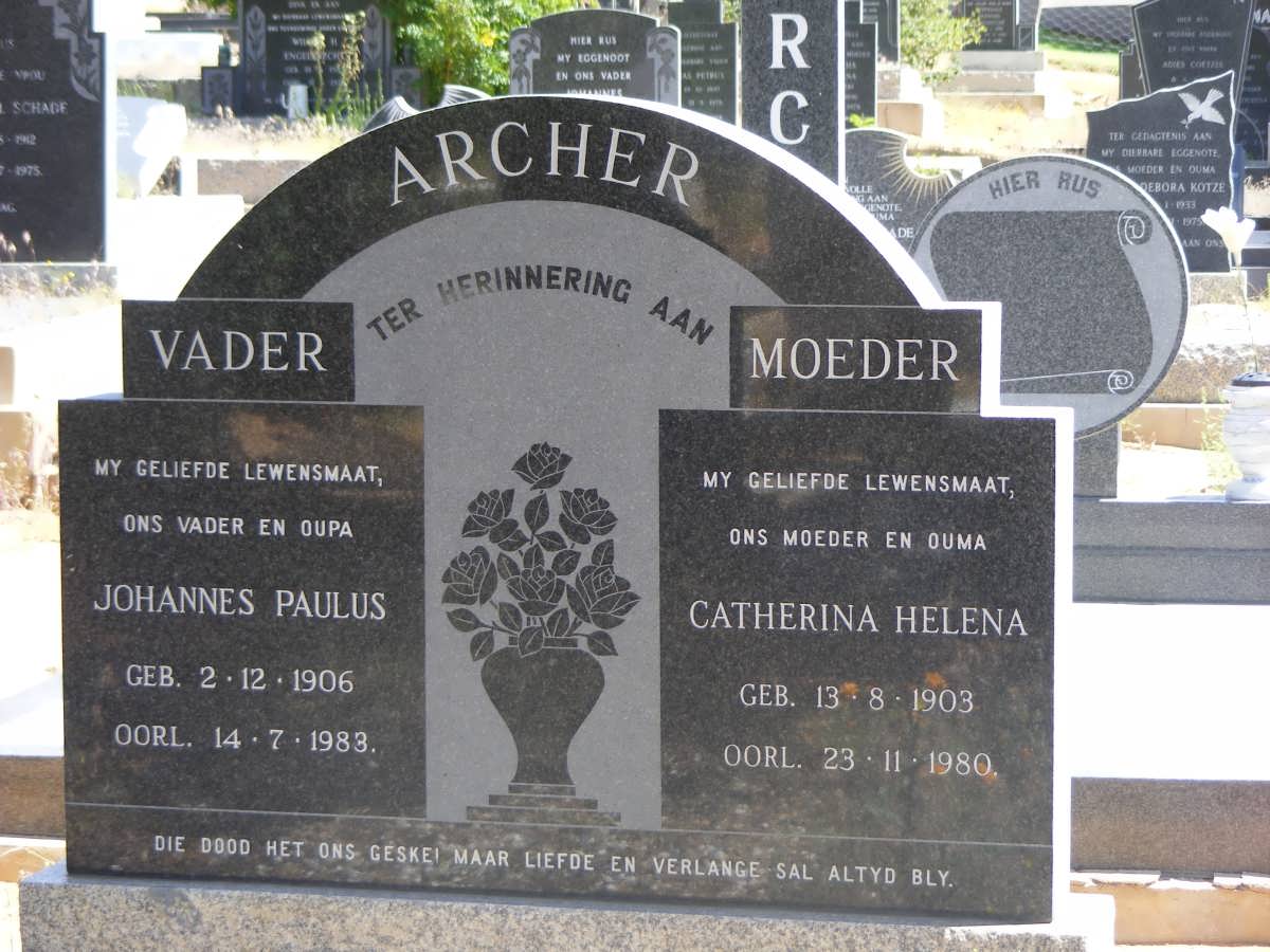 ARCHER Johannes Paulus 1906-1983 &amp; Catherina Helena 1903-1980