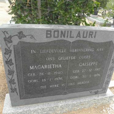 BONILAURI Gaiseppe 1917-1976 &amp; Magarietha 1940-1976