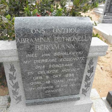 BERGMANN Abramina Petronella nee VAN SCHALKWYK 1893-1954