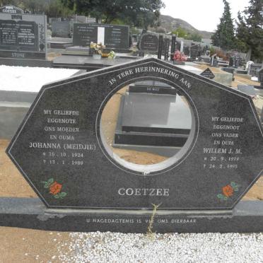 COETZEE Willem J.M. 1919-1995 &amp; Johanna 1924-1989