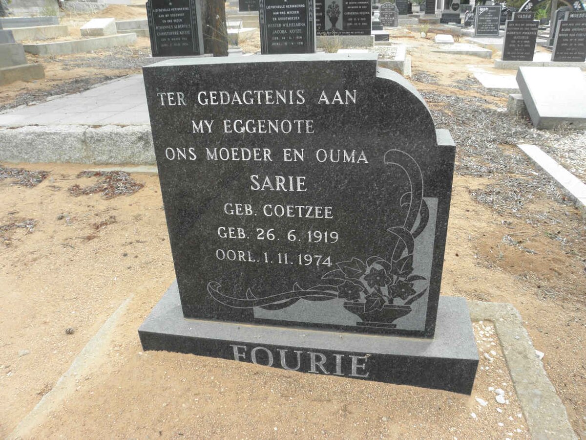 FOURIE Sarie nee COETZEE 1919-1974