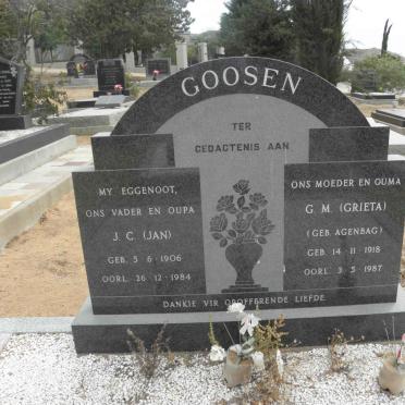 GOOSEN J.C. 1906-1984 &amp; G.M. AGENBAG 1918-1987