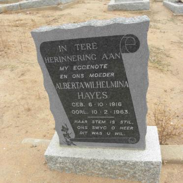 HAYES Alberta Wilhelmina 1916-1963