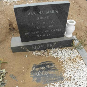 MOSTERT Martha Maria nee LUCAS 1890-1985 :: OLIVIER Martha Maria 1953-