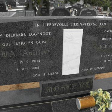 MOSTERT W.A. 1904-1988 &amp; H.J. 1928-1999