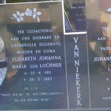 NIEKERK Johannes de Vries, van 1906-1995 &amp; Elizabeth Johanna Maria LOCHNER 1911-1983