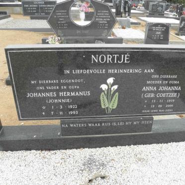 NORTJE Johannes Hermanus 1922-1993 &amp; Anna Johanna COETZEE 1919-2006