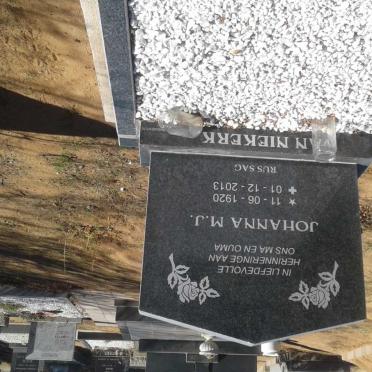 NIEKERK Johanna M.J., van 1920-2013