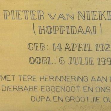 NIEKERK Pieter, van 1921-1999
