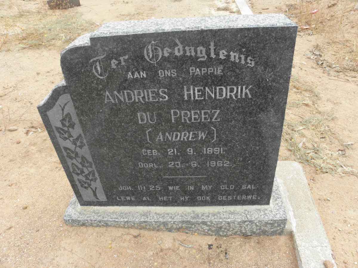 PREEZ Andries Hendrik, du 1991-1962