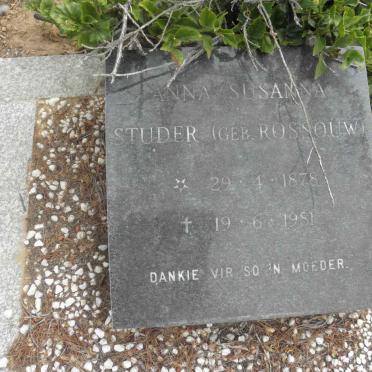 STUDER Anna Susanna nee ROSSOUW 1878-1981