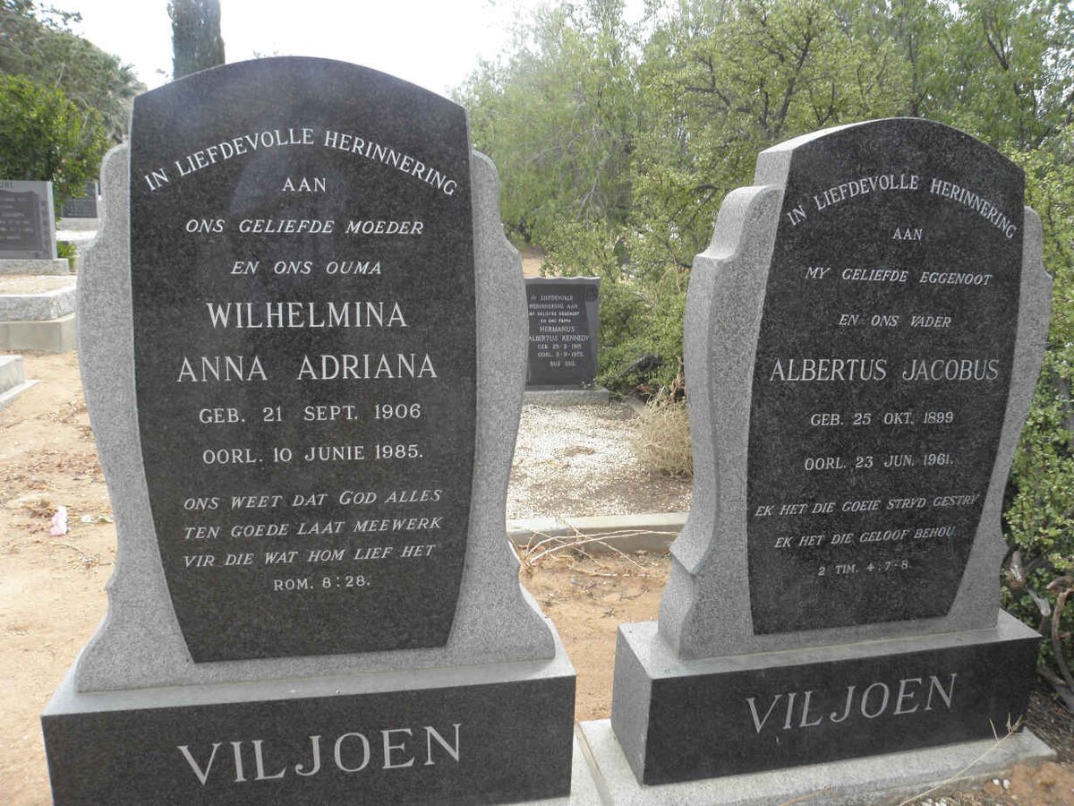 VILJOEN Albertus Jacobus 1899-1961 &amp; Wilhelmina Anna Adriana 1906-1985