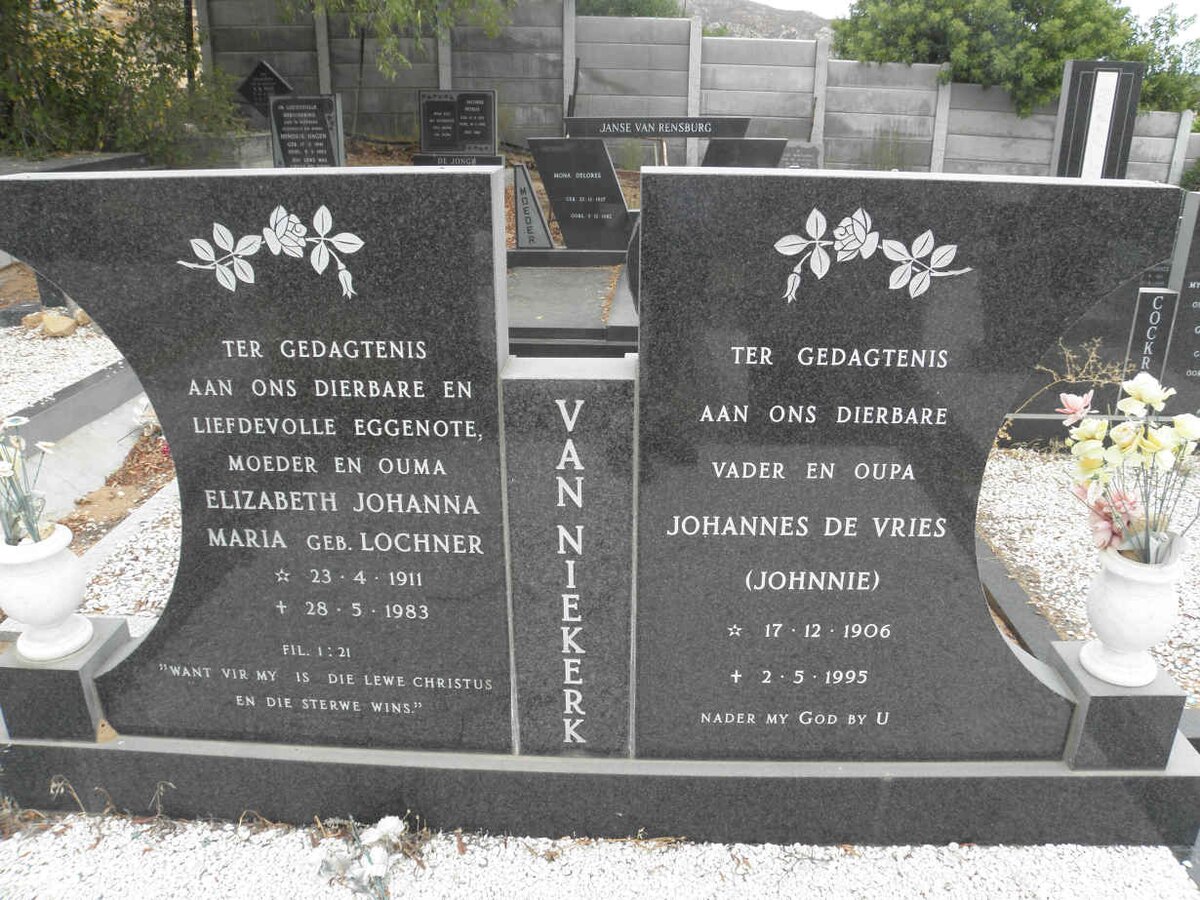 VRIES Johannes, de 1906-1995 &amp; Elizabeth Johanna Maria LOCHNER 1911-1983