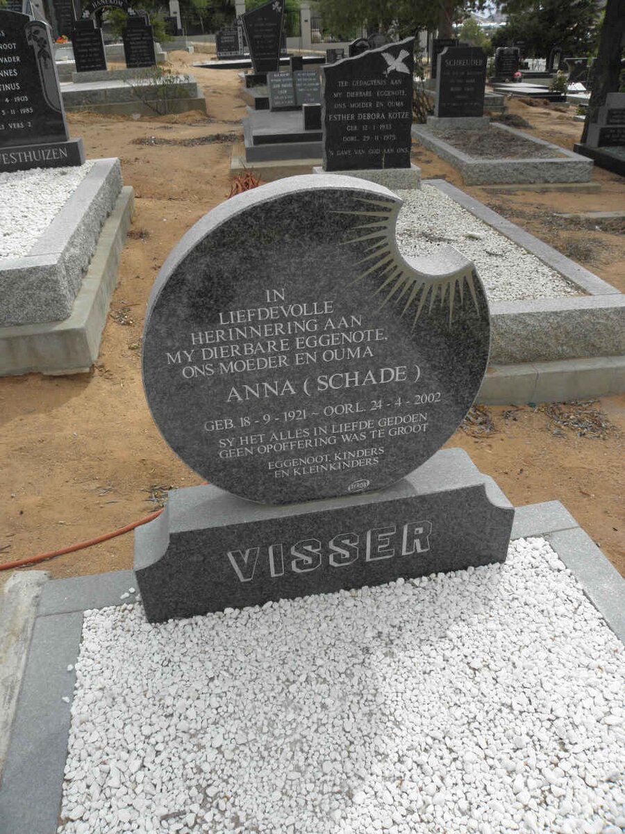 VISSER Anna nee SCHADE 1921-2002