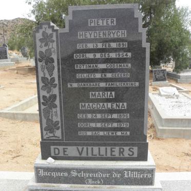 VILLIERS Pieter Heydenrych, de 1891-1954 &amp; Maria Magdalena 1896-1979 :: DE VILLIERS Jacques Schreuder 1917-2005