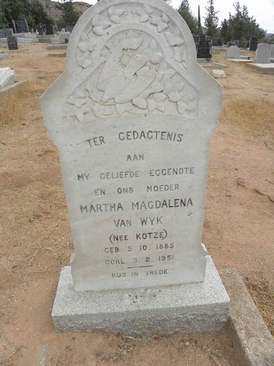 WYK Martha Magdalena, van nee KOTZE 1885-1951