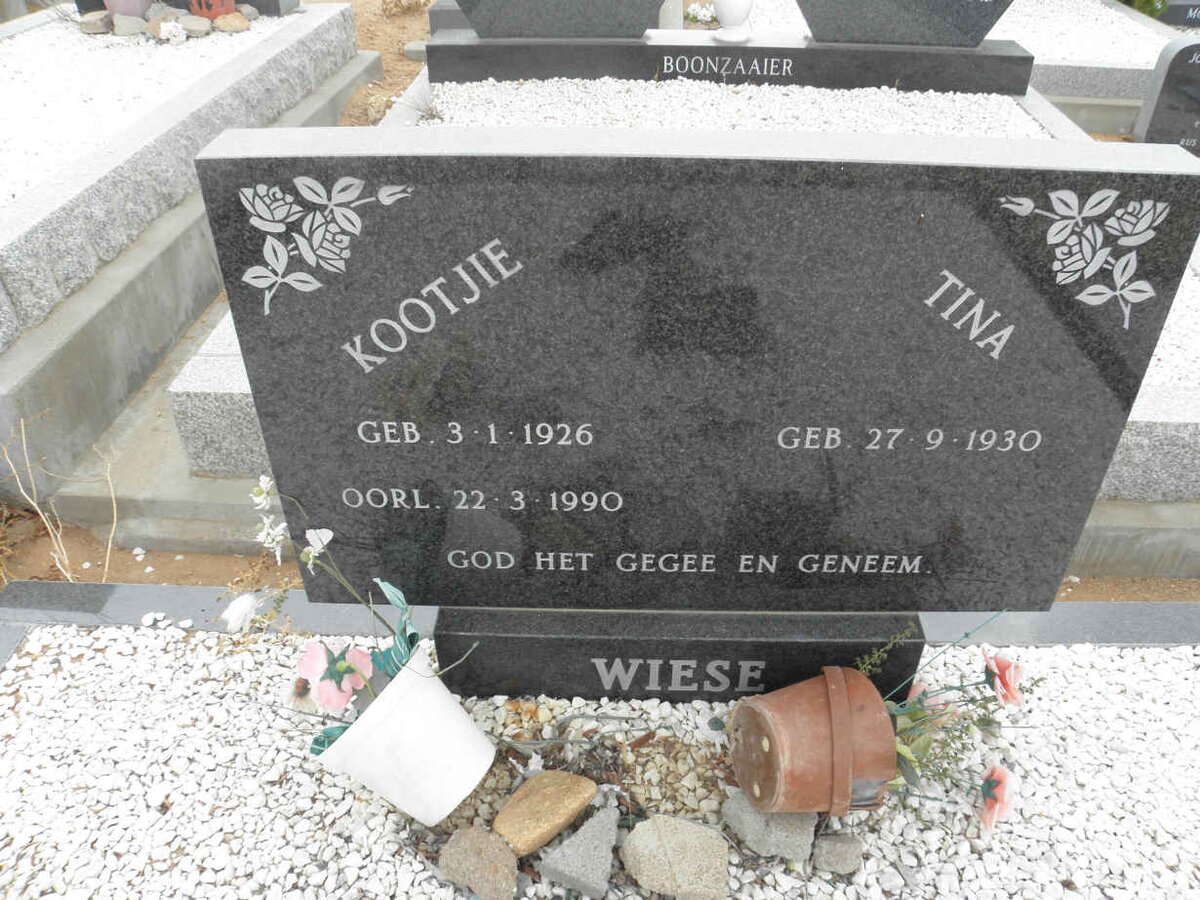 WIESE Kootjie 1926-1990 &amp; Tina 1930-