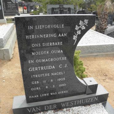 WESTHUIZEN Gertruida C.J., van der nee NAGEL 1905-1993