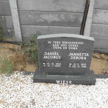 WIESE Daniel Jacobus 1914-1985 &amp; Jannetta Debora 1923-1981